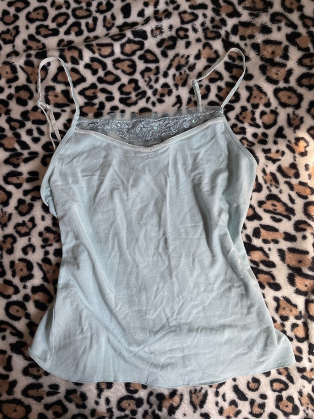 ♡ Pale Blue Lace-Trim Cropped Camisole